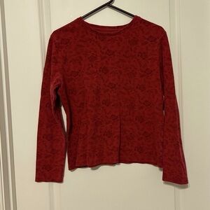 4/$25 Croft & Barrow Red Floral Longsleeve Top Women’s Large